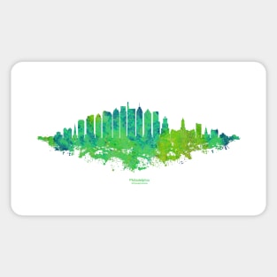 Philadelphia City Skyline - Watercolor Green, blue Sticker